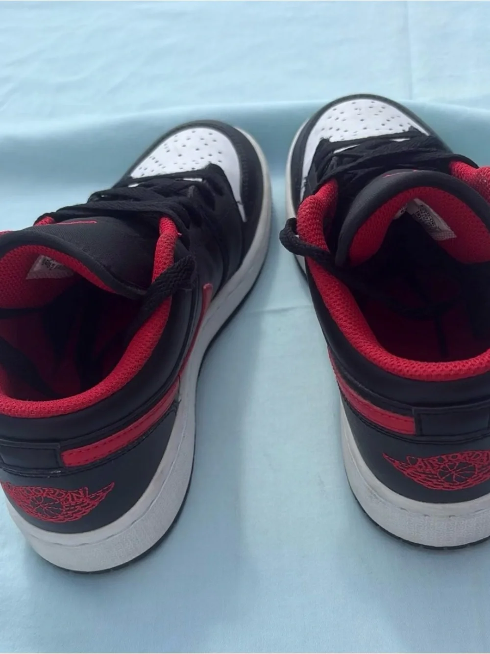 Nike Air Jordan 1 Low-Top Sneakers in Black, Red, White Boys 4Y